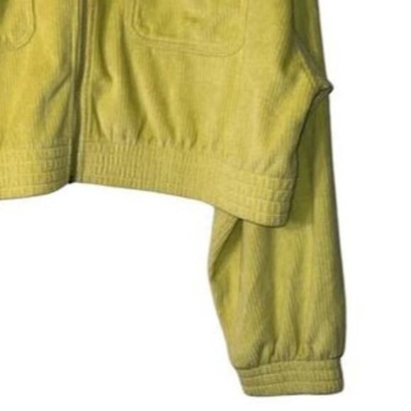 Aerie Top Womens Size XL Neon Green Shacket Crop Zip Front Corduroy Pockets NWT - Picture 3 of 7